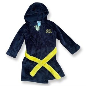 🧸💙 Batman Bruce Wayne Fuzzy Black Bath Robe Kids Size 4/5